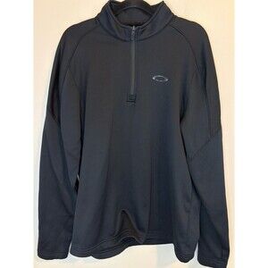 Oakley Quarter Zip Pullover Black Fleece Lined Athletic Jacket Small